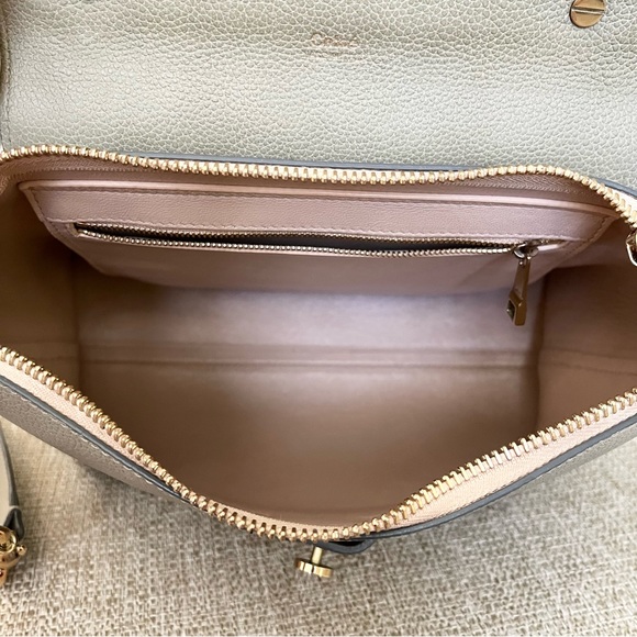 2F Chloe Clare medium Top Handle Chain Crossbody Satchel green gray leather - Picture 10 of 16